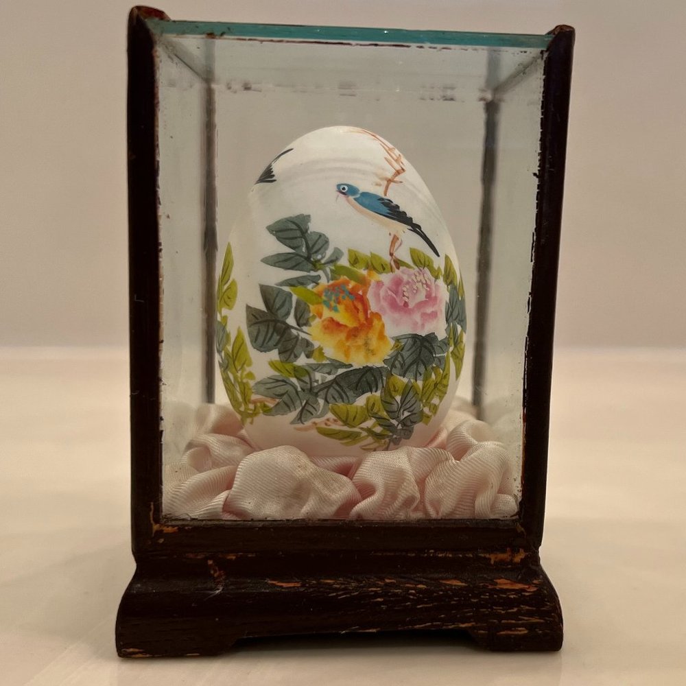 Vintage Hand Painted on real Egg in Case